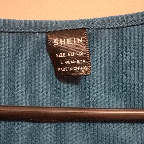 SHEIN Teal Long Sleeve Wrap Top - Picture 3 of 3